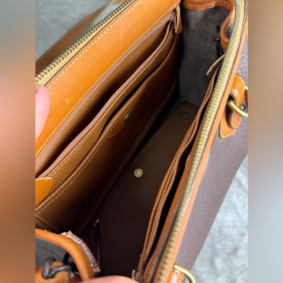Vintage Dooney & Bourke Bag Purse Brown Tan All Weather Leather Boston Satchel - Picture 10 of 14